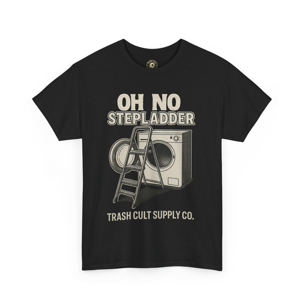 Funny Vintage Unisex Heavy Cotton Tee - OH NO STEP LADDER, Humorous Gift, Casual Wear, Funny Shirt, Novelty T-Shirt
