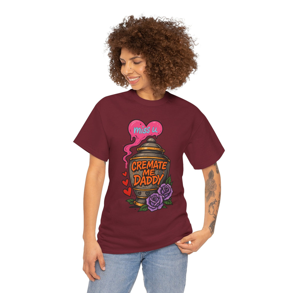 Cremate Me Daddy Shirt – Dark Humor Urn Graphic Tee | Gildan 5000 Unisex T-Shirt