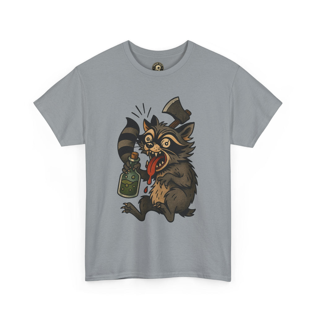 Unhinged Raccoon Shirt – Chaos Gremlin with Axe & Potion | Tattoo Style Tee