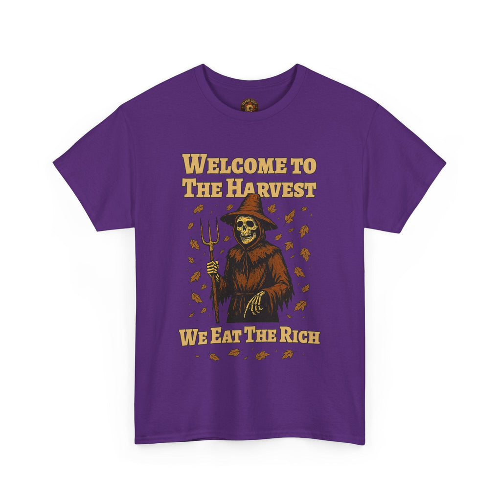 Eat the Rich Shirt – Welcome to the Harvest Skeleton Scarecrow Tee – Fall of Humanity Collection – Trash Cult Supply Co.