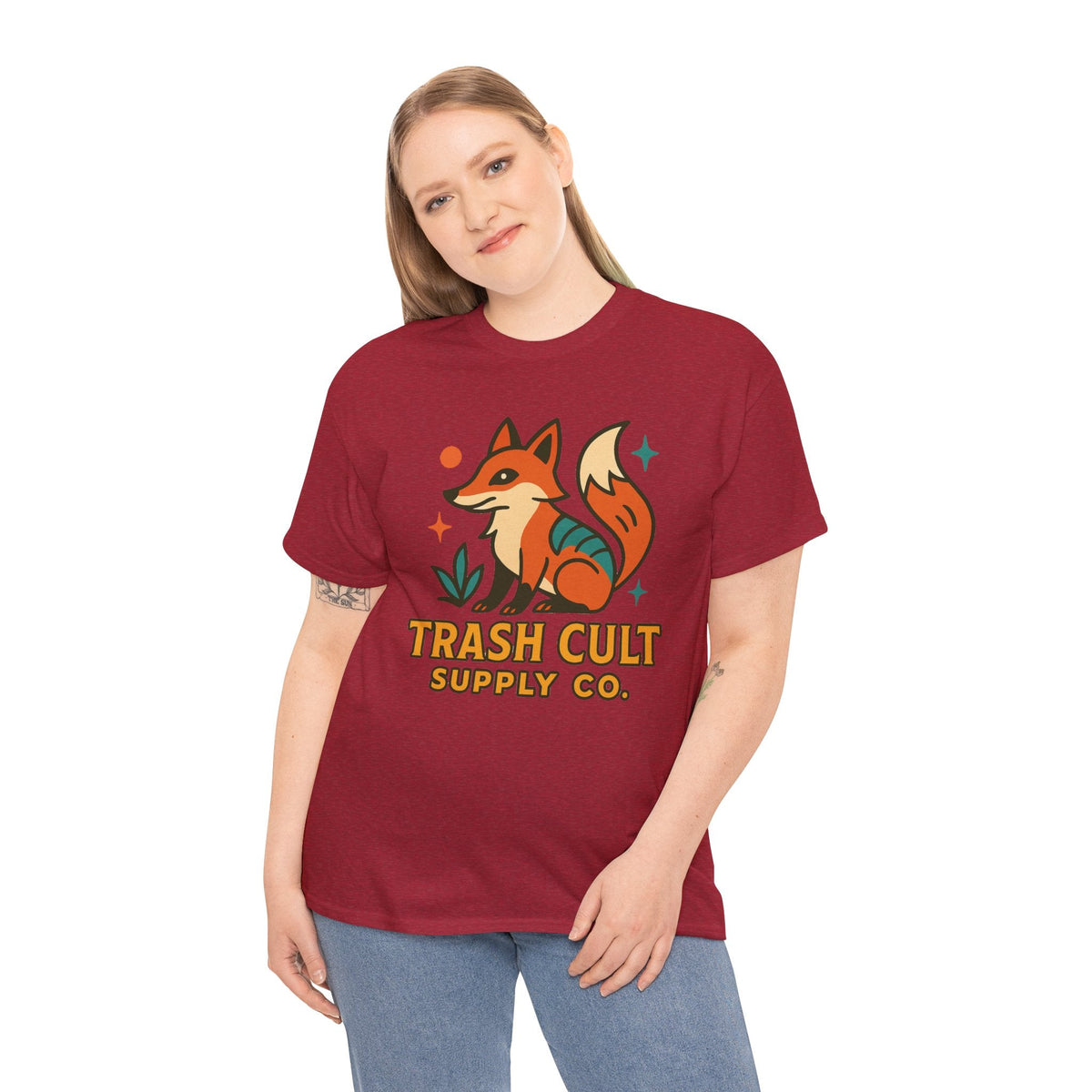 Trash Cult Fox Unisex Heavy Cotton Tee - Eco-Friendly Fashion Statement, Perfect for Nature Lovers, Casual Wear, Gifts, and Festivals
