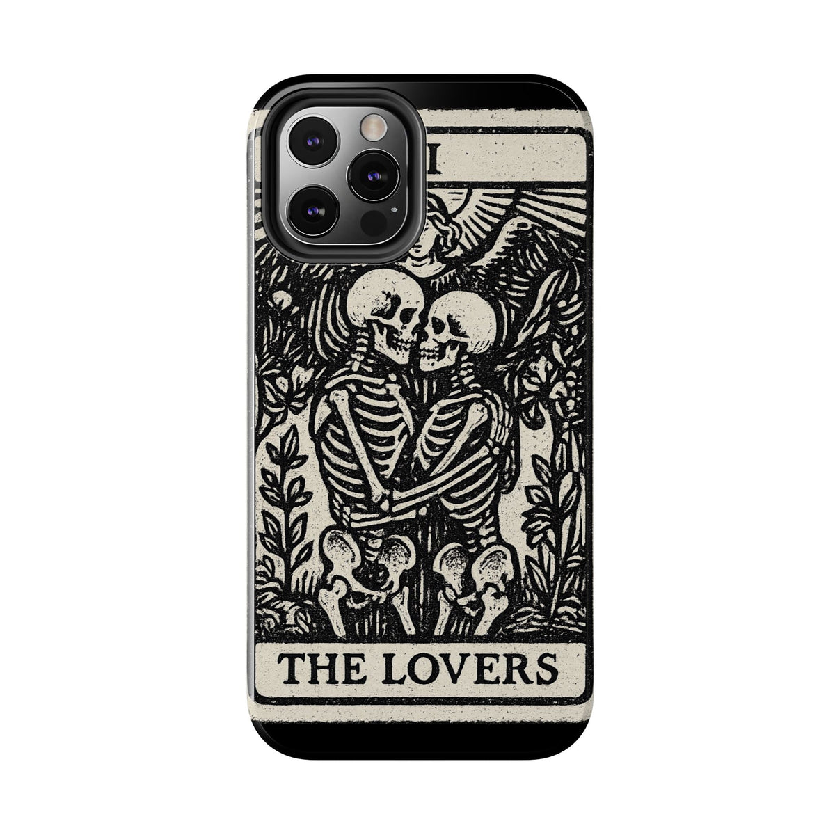 Tough Phone Case with Skeleton Lovers Design, Gothic Phone Cover, Unique Couples Gift, Halloween Accessory, Edgy Tech Design