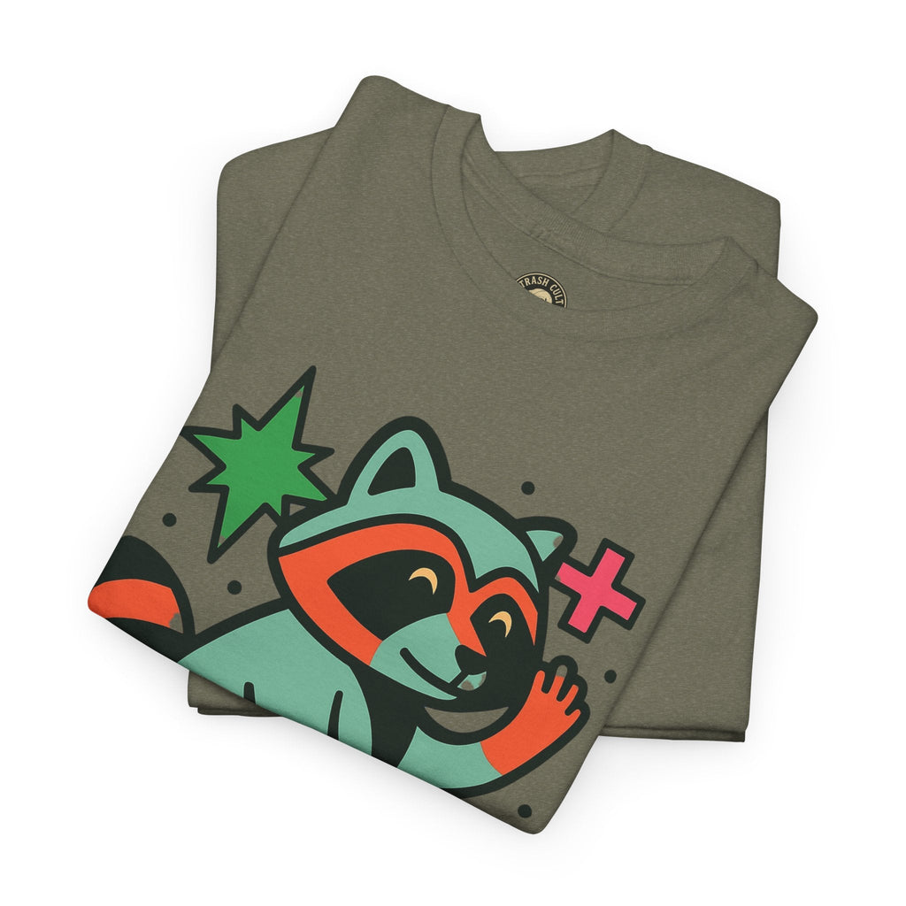 Playful Raccoon Unisex Heavy Cotton Tee | Cute Animal Shirt for Nature Lovers, Graphic Tee, Gift for Kids, Casual Wear, Eco-Friendly