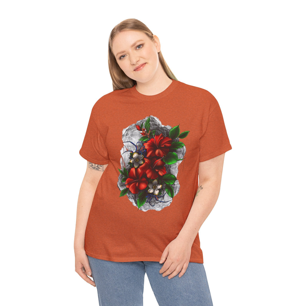 Crimson Bloom Tattoo T-Shirt – Lara Davenport x Trash Cult Supply Co. Collab (Gildan 5000)