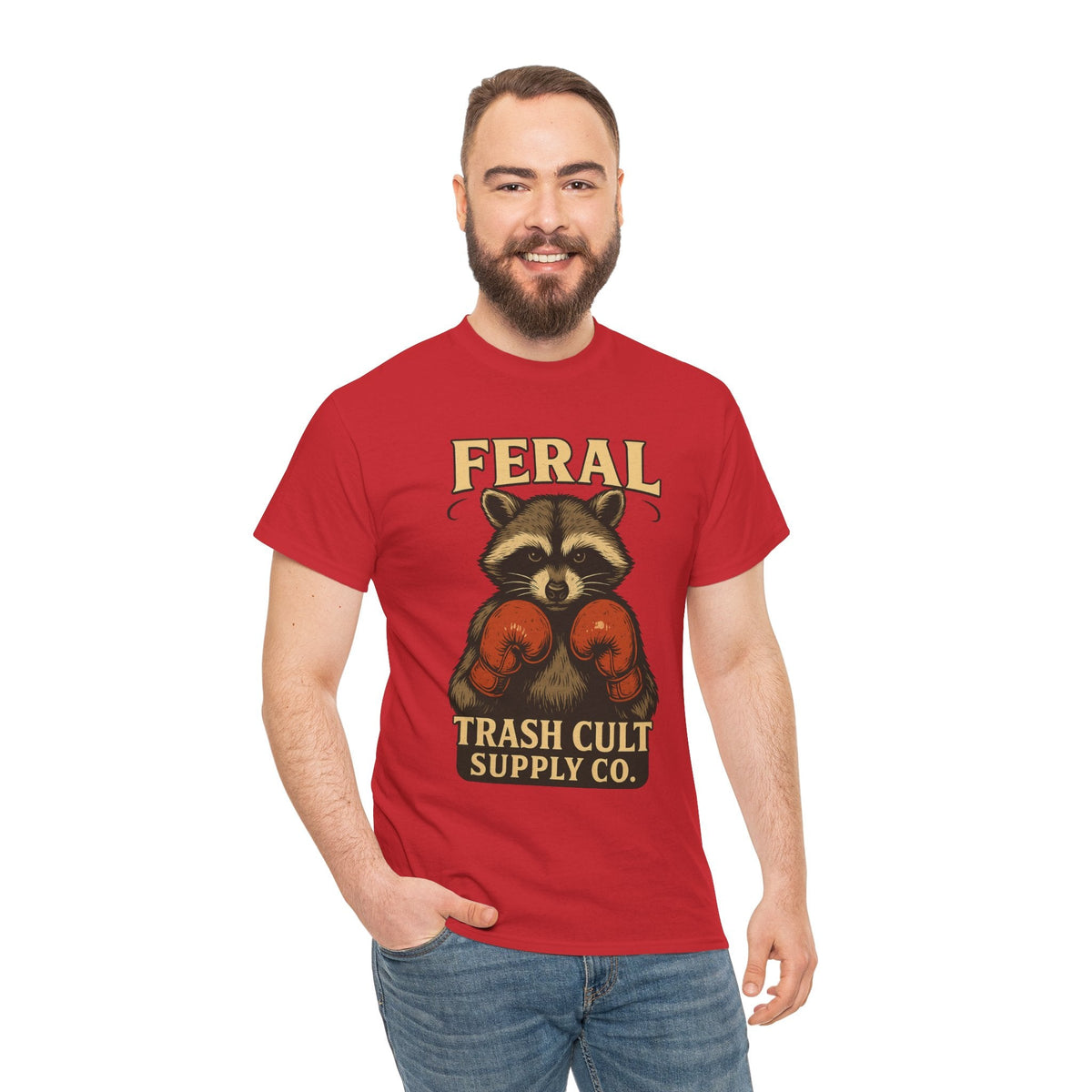 Feral Raccoon Tee - Unisex Heavy Cotton Tee, Cute Animal Shirt, Trendy Graphic Tee, Fun Gift for Animal Lovers, Casual Everyday Wear
