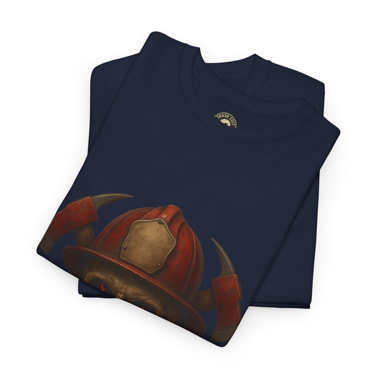 Skull Firefighter Tee, Unisex Heavy Cotton Shirt, Firefighter Gift, Halloween Costume T-Shirt, Unique Graphic Tee, Casual Wear