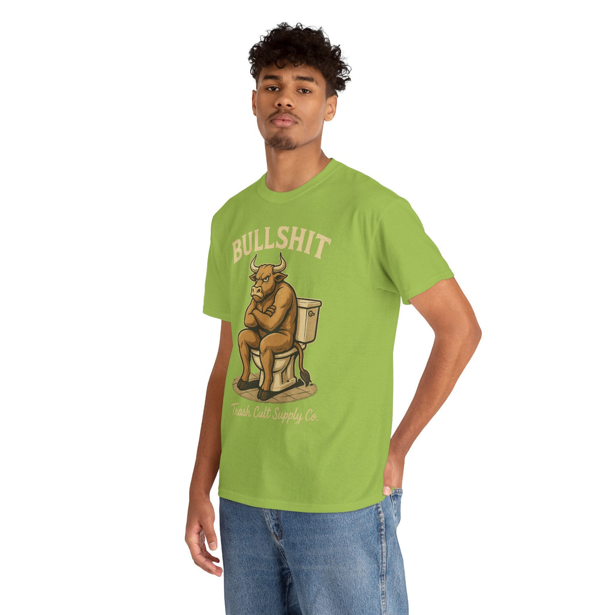 “BULLSHIT” Angry Bull Toilet Tee – Trash Cult Supply Co. | Gildan 5000 T-Shirt