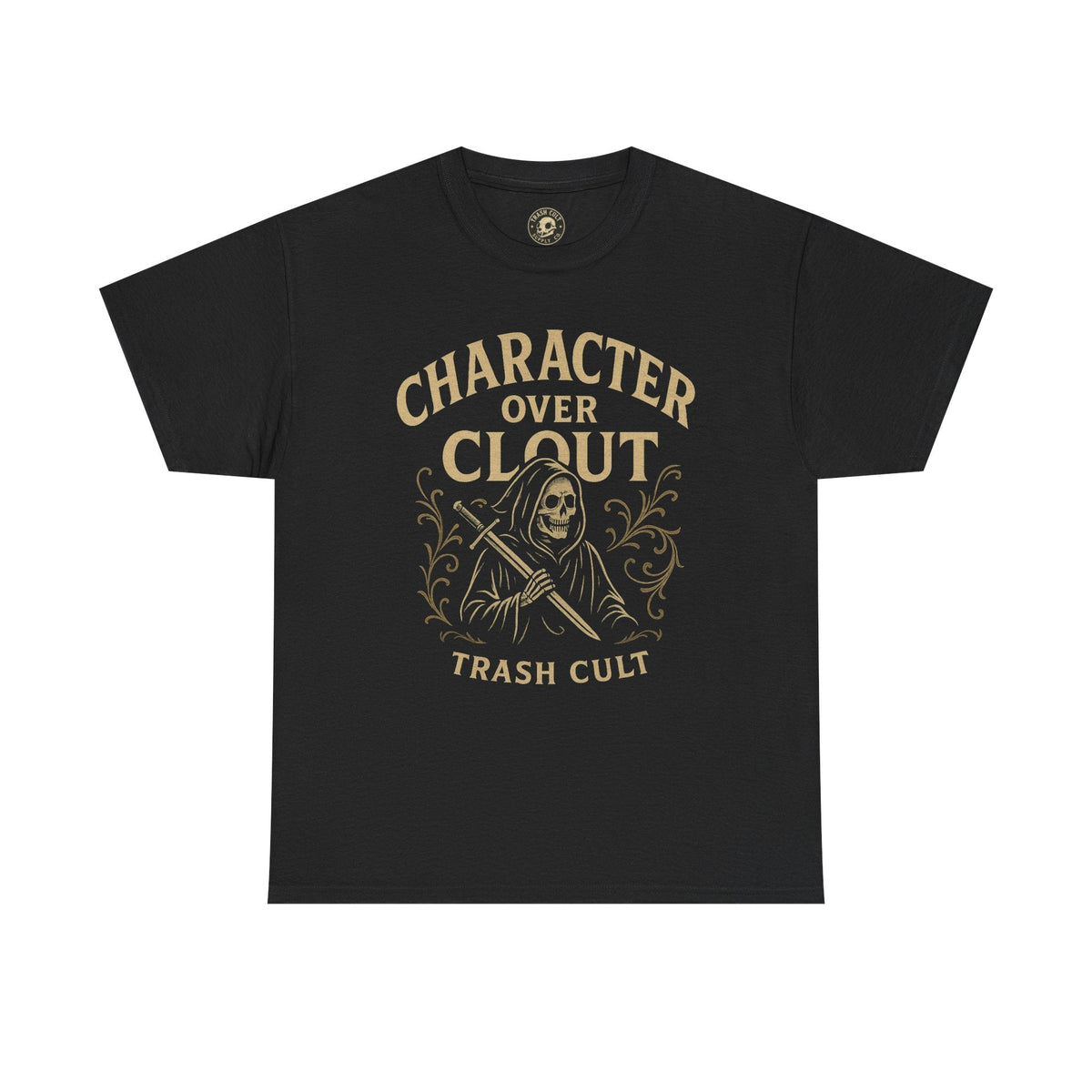 Character Over Clout T-Shirt (Black Gildan 5000) – Vintage Vigilante | Trash Cult Supply Co.