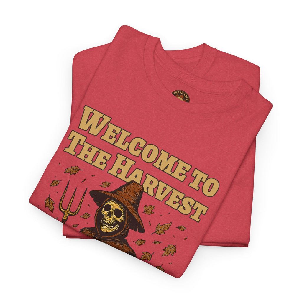 Eat the Rich Shirt – Welcome to the Harvest Skeleton Scarecrow Tee – Fall of Humanity Collection – Trash Cult Supply Co.
