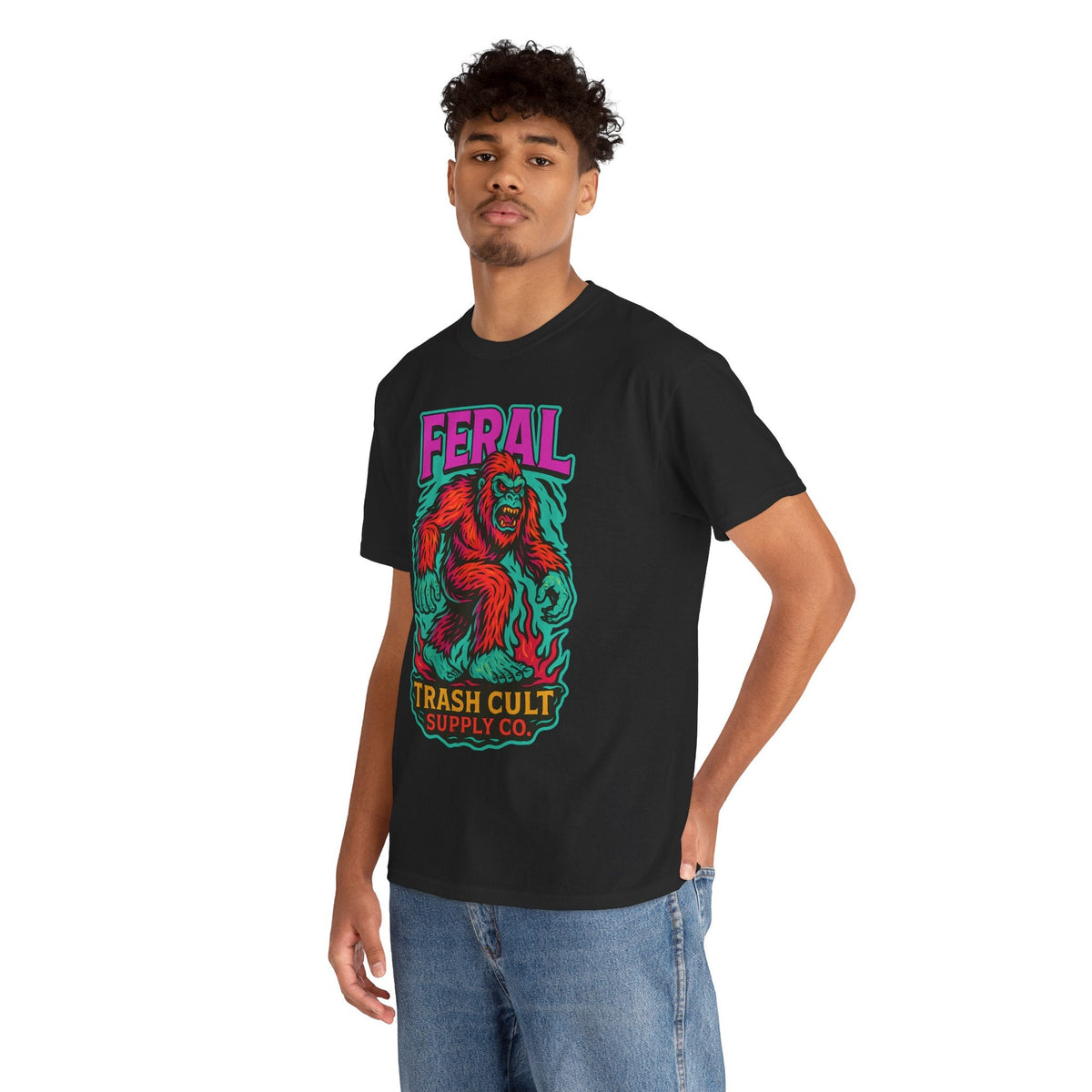 FERAL Bigfoot Shirt – Trashcore Bold Colors | Trash Cult Supply Co | Gildan 5000 Tee