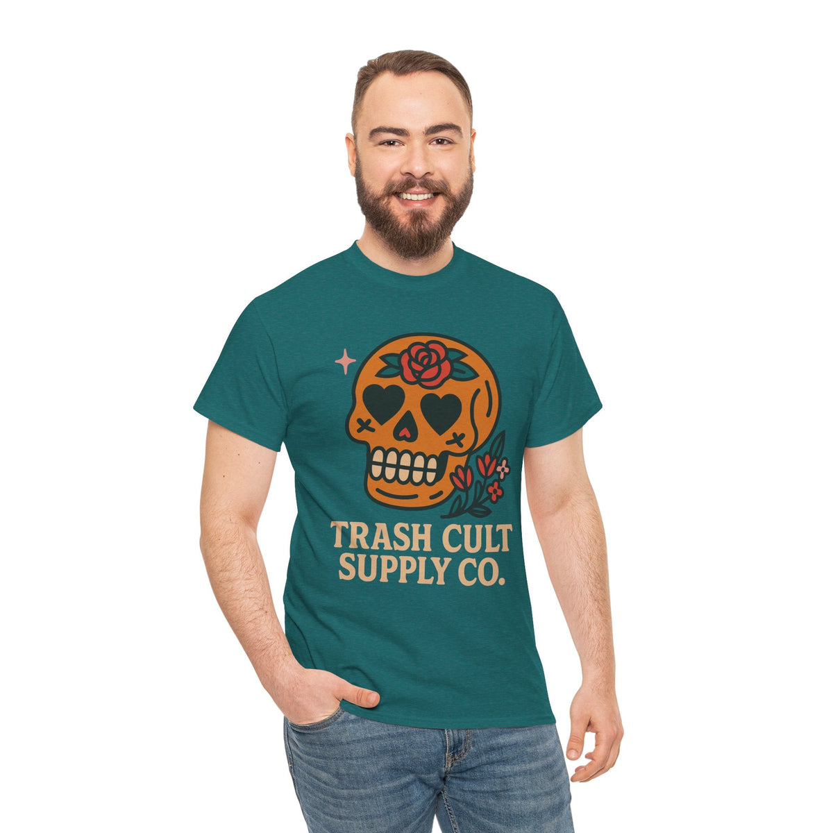 Sugar Skull T-Shirt – Trash Cult Supply Co. – Gildan 5000 Heavy Cotton Tee