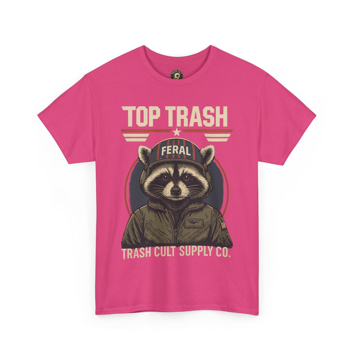 Feral Top Trash Raccoon Pilot Shirt – Trash Cult Supply Co. Parody Tee