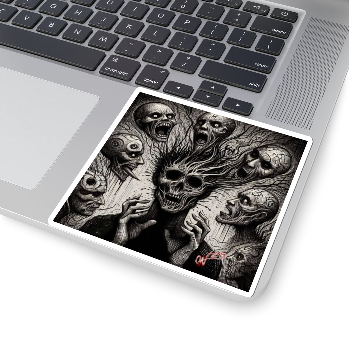 Xian Allen x Trash Cult Sticker – “Voices in the Void” | Screaming Skull Horror Kiss Cut Decal