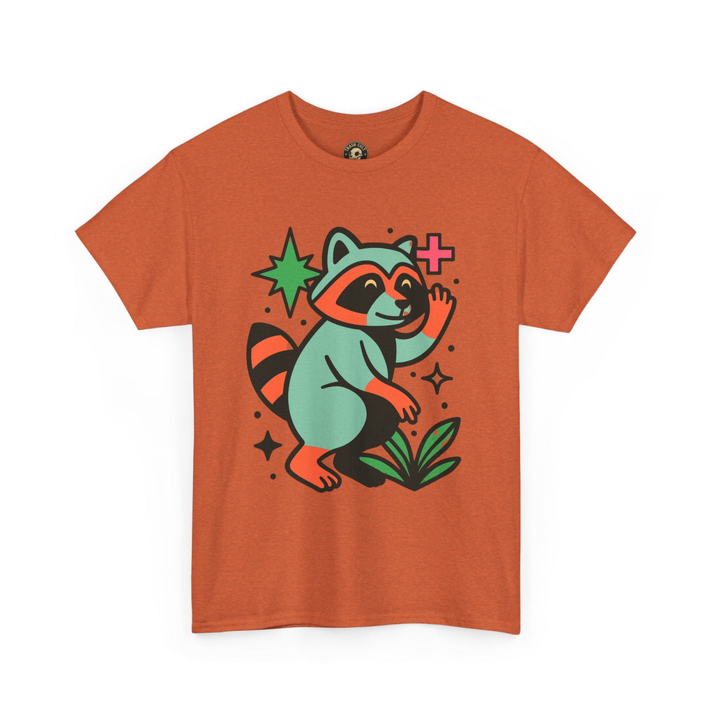 Playful Raccoon Unisex Heavy Cotton Tee | Cute Animal Shirt for Nature Lovers, Graphic Tee, Gift for Kids, Casual Wear, Eco-Friendly