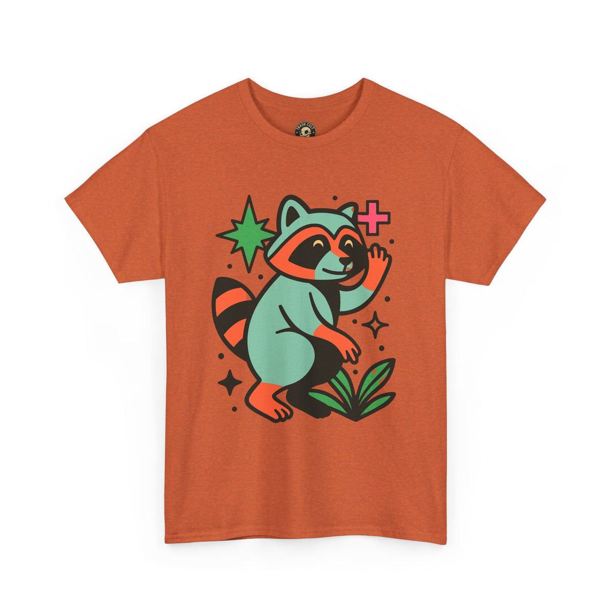 Playful Raccoon Unisex Heavy Cotton Tee | Cute Animal Shirt for Nature Lovers, Graphic Tee, Gift for Kids, Casual Wear, Eco-Friendly