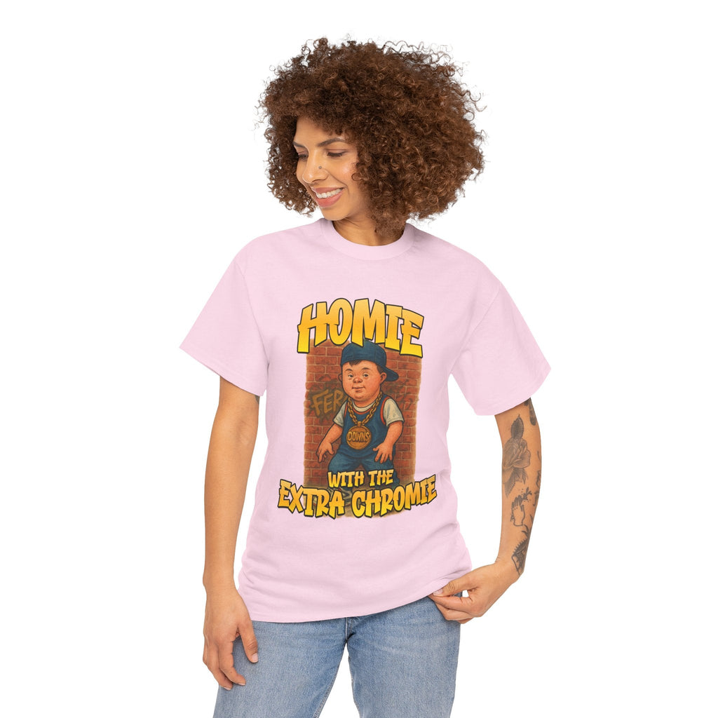 Homie with the Extra Chromie Shirt – Fun Supportive Tee for Down Syndrome Awareness – Gildan 5000