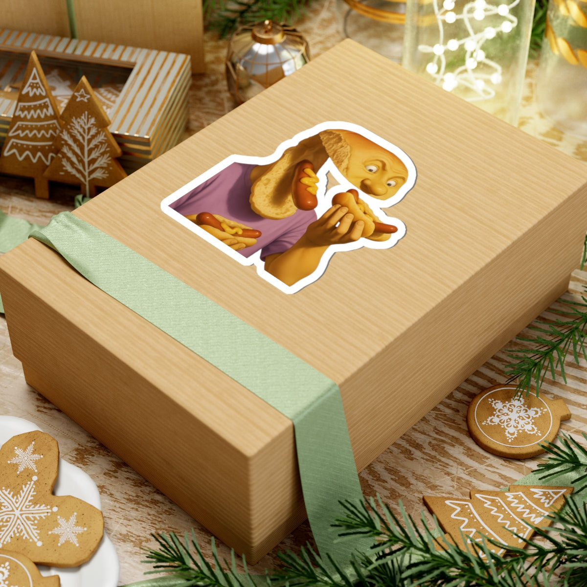 Hot Dog Head Sticker – AI-Generated, Human-Regretted, Perfect for Laptops and Lobotomies