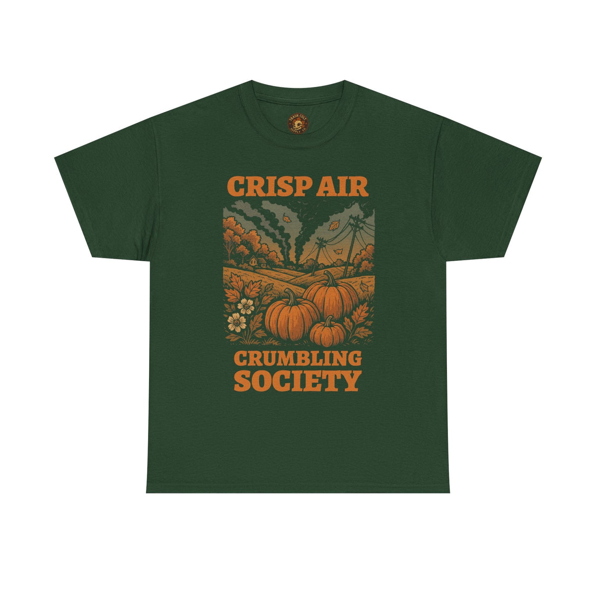 Crisp Air Crumbling Society Shirt – Dystopian Fall Pumpkin Tee – Fall of Humanity Collection – Trash Cult Supply Co.