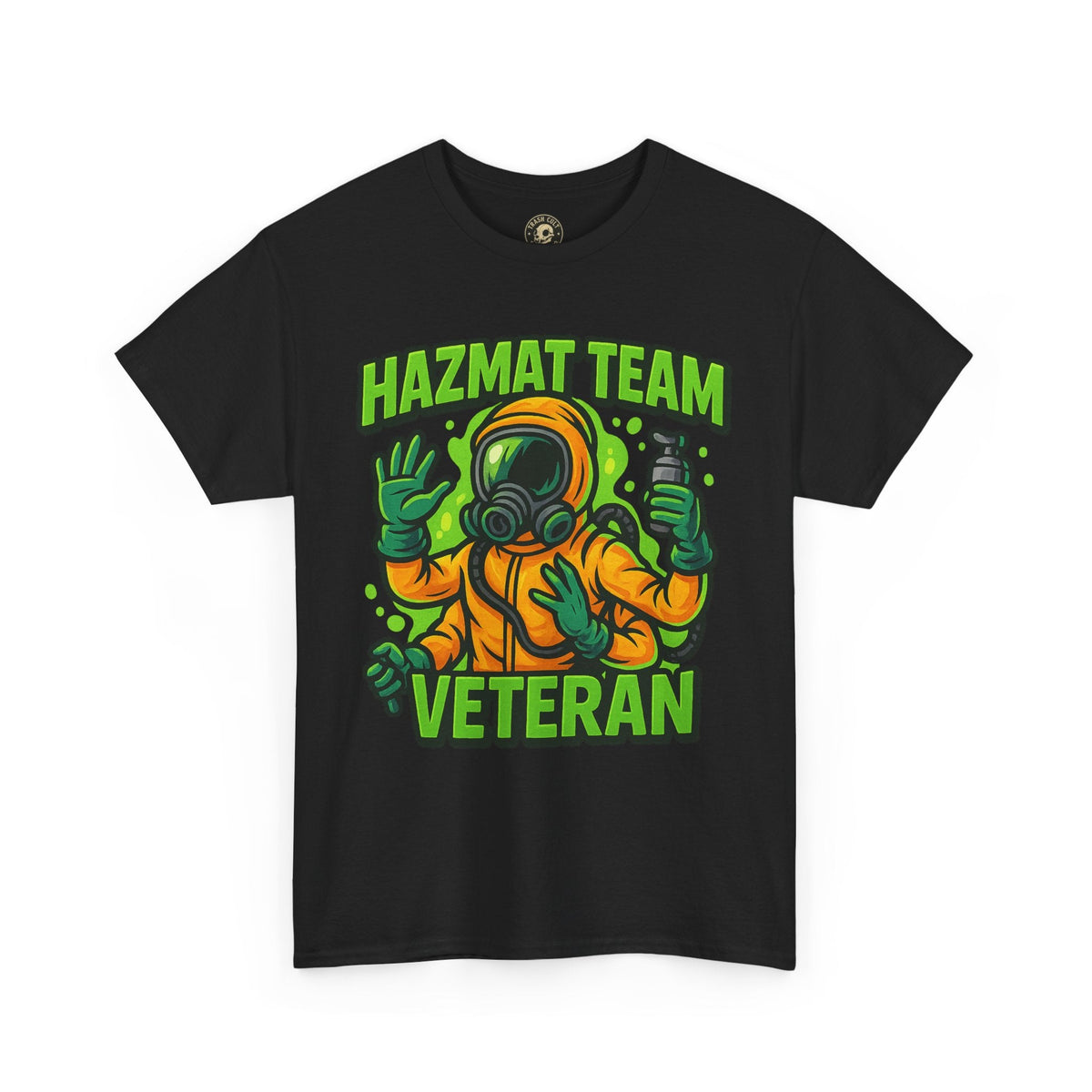 Hazmat Team Veteran T-Shirt – Neon New School Biohazard Graphic Tee | Gildan 5000 Sci-Fi Cotton Shirt