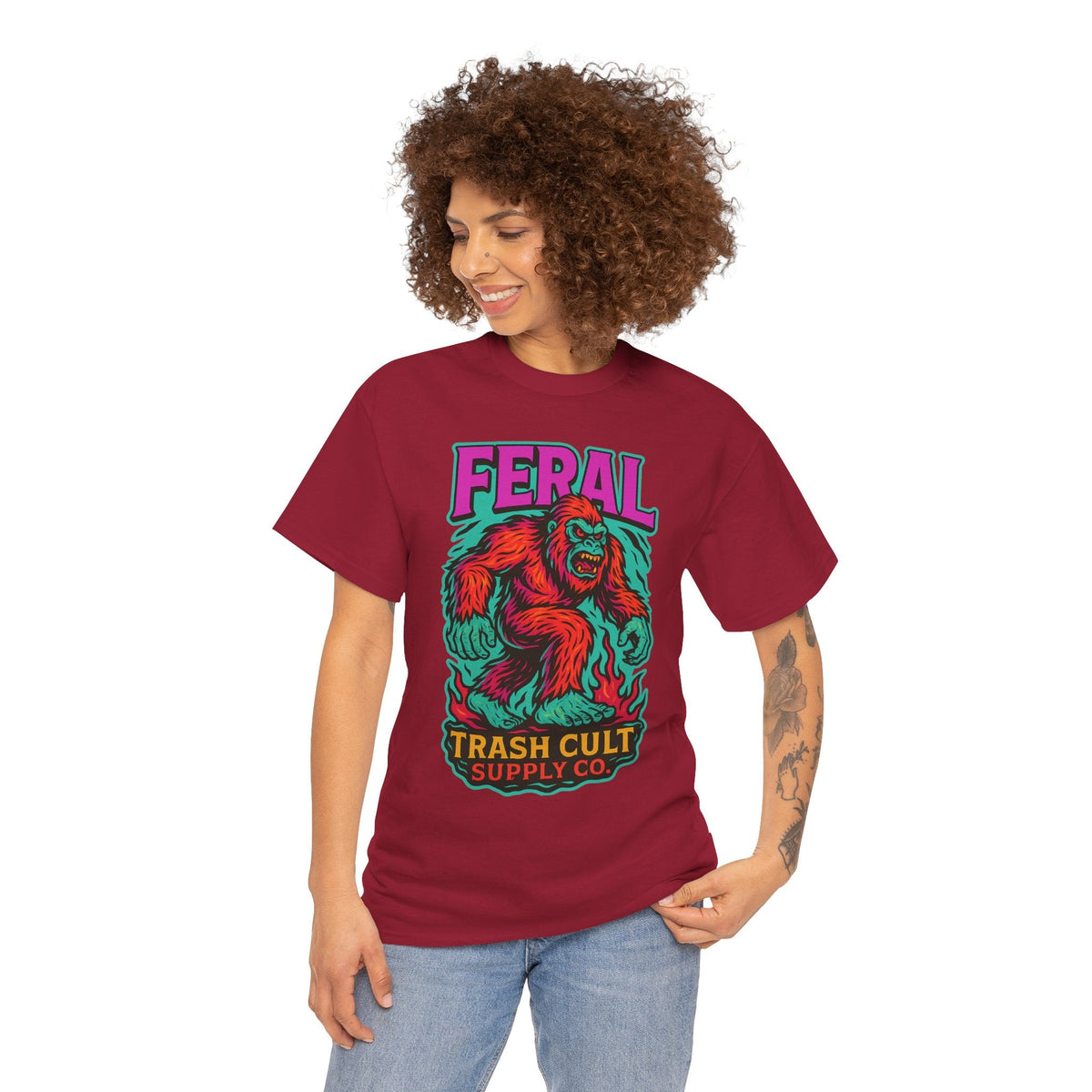 FERAL Bigfoot Shirt – Trashcore Bold Colors | Trash Cult Supply Co | Gildan 5000 Tee