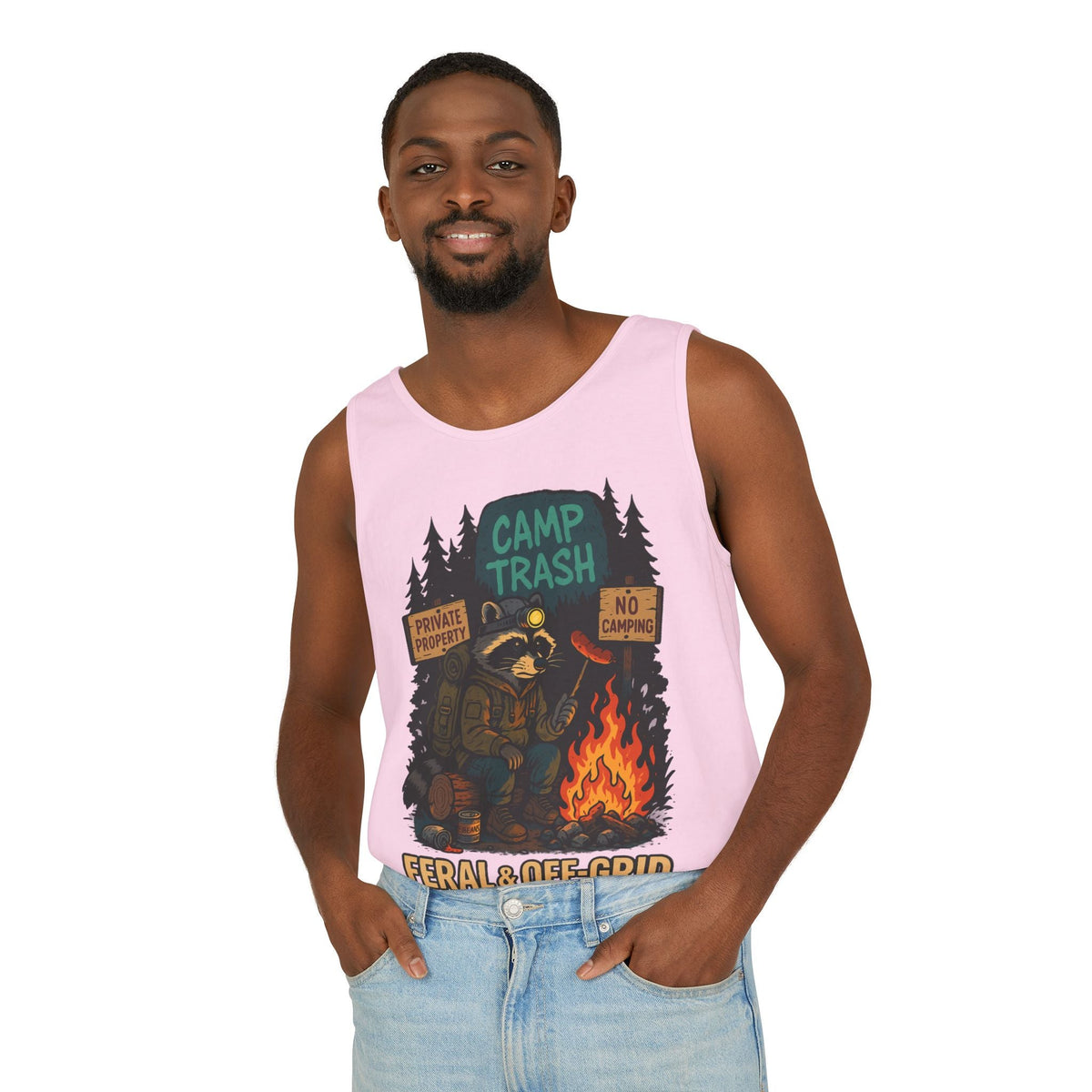 Camp Trash Raccoon Tank Top – Feral & Off-Grid Summer Shirt by Trash Cult