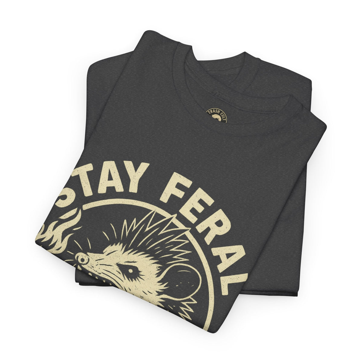 Stay Feral Die Loud Possum Punk Shirt – Trash Cult Supply Co – Gildan 5000 T-Shirt