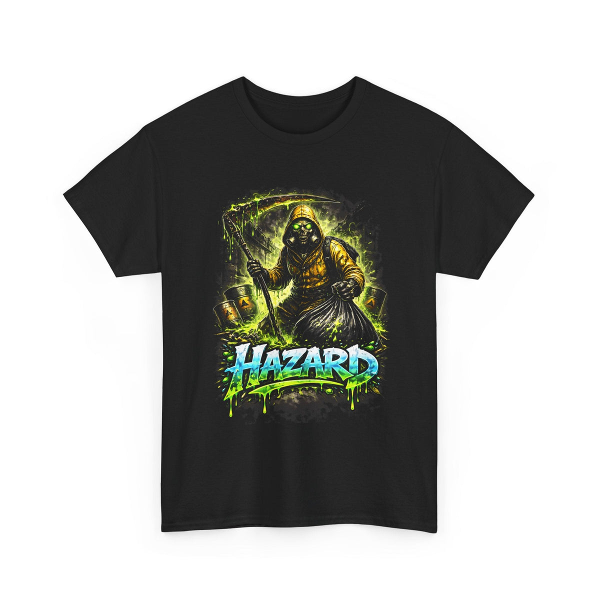 Hazard Scarecrow Graphic Tee — Neon Toxic Horror T‑Shirt