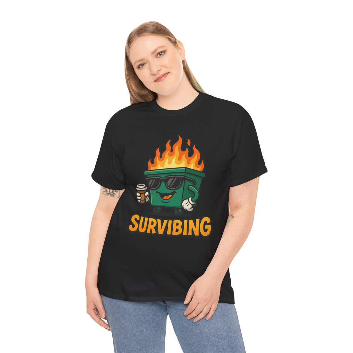 Surviving Coffee Vibes Unisex Heavy Cotton Tee, Perfect for Coffee Lovers, Funny Gift for Friends, Casual Wear, Everyday Mood T-Shirt