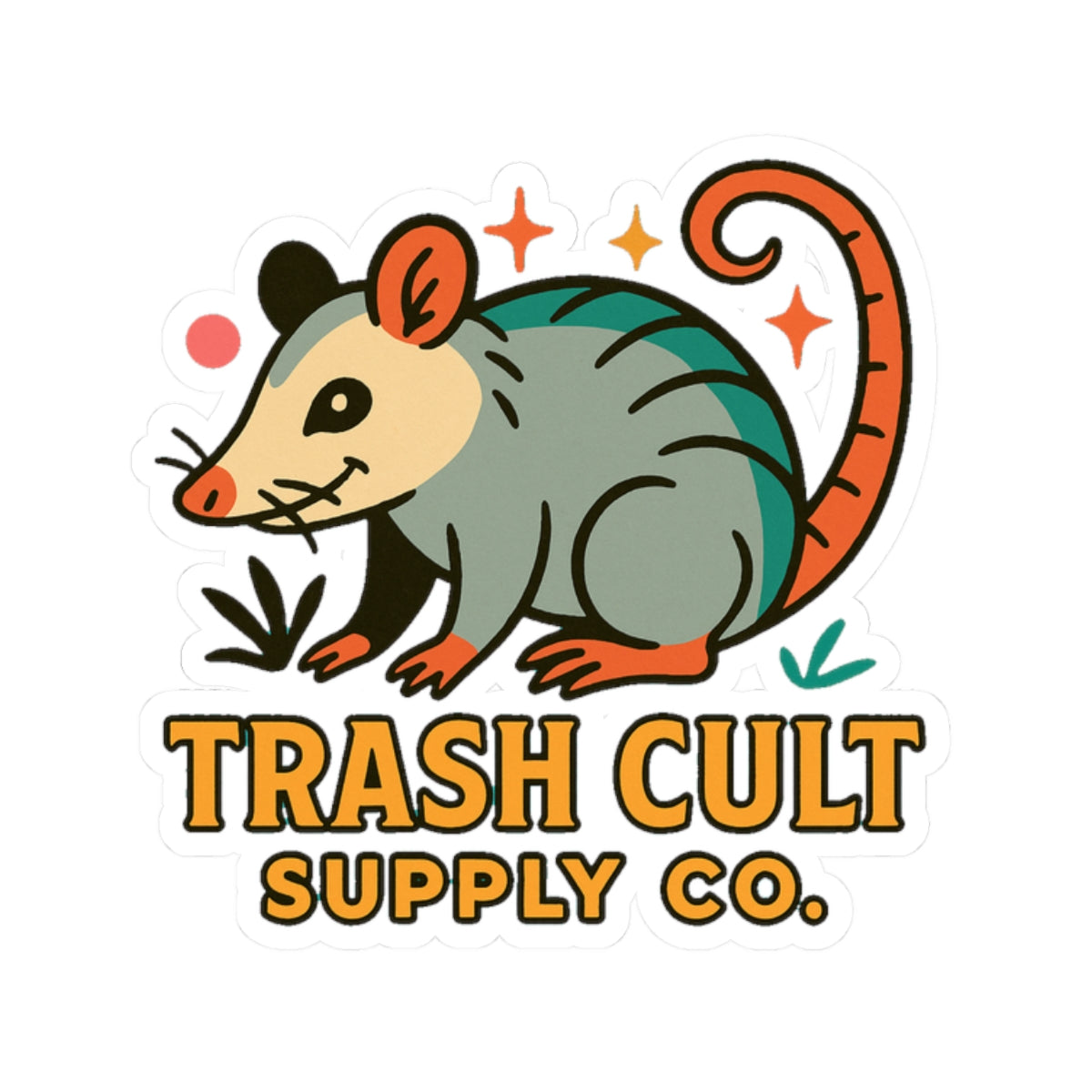 Trash Cult Supply Co. Kiss-Cut Stickers - Fun & Quirky Animal Design for Personalization, Decor, Gifts, Scrapbooking, Journaling