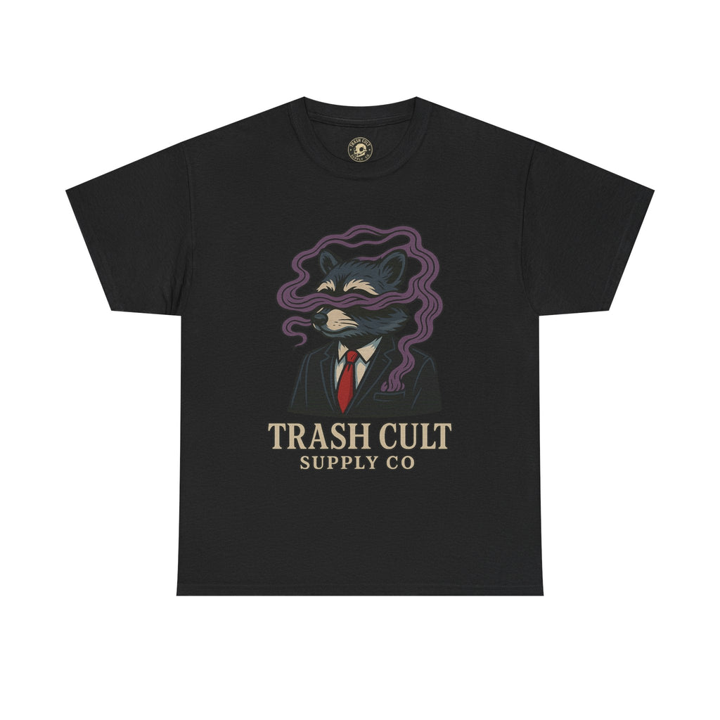 Suited Raccoon Smoke Design – Trash Cult Supply Co | Bold Graffiti Tattoo Tee