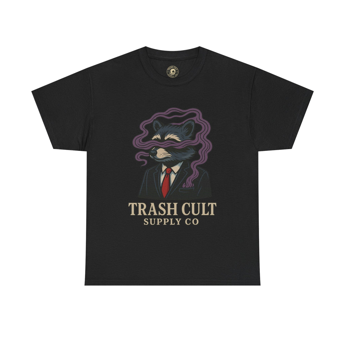 Suited Raccoon Smoke Design – Trash Cult Supply Co | Bold Graffiti Tattoo Tee