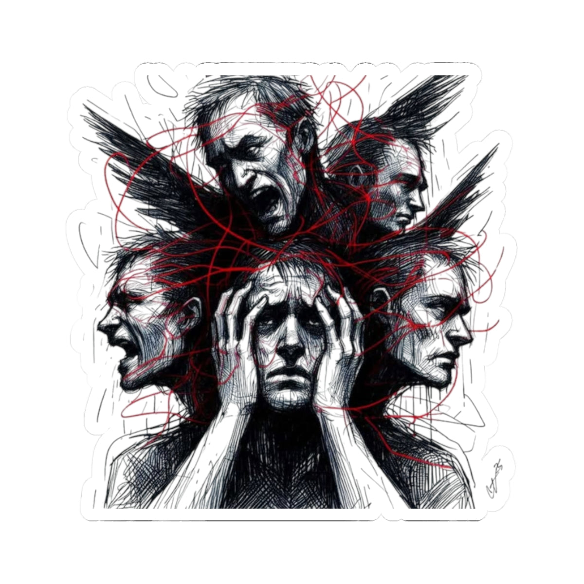 Xian Allen x Trash Cult Sticker – “Loud Inside My Head” | Kiss Cut Dark Art Decal