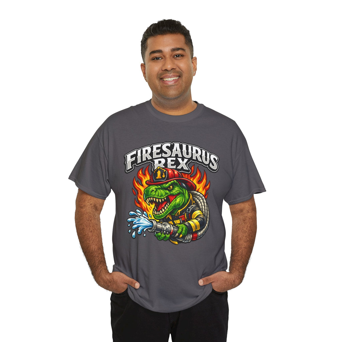 Firesaurus Rex T-Shirt — Funny Firefighter Dinosaur Tee