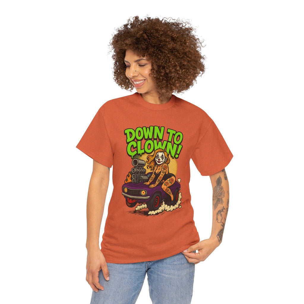 Unisex Graphic Tee | Down to Clown T-Shirt, Fun Statement Shirt, Casual Wear, Gift for Friends, Festivals, Halloween