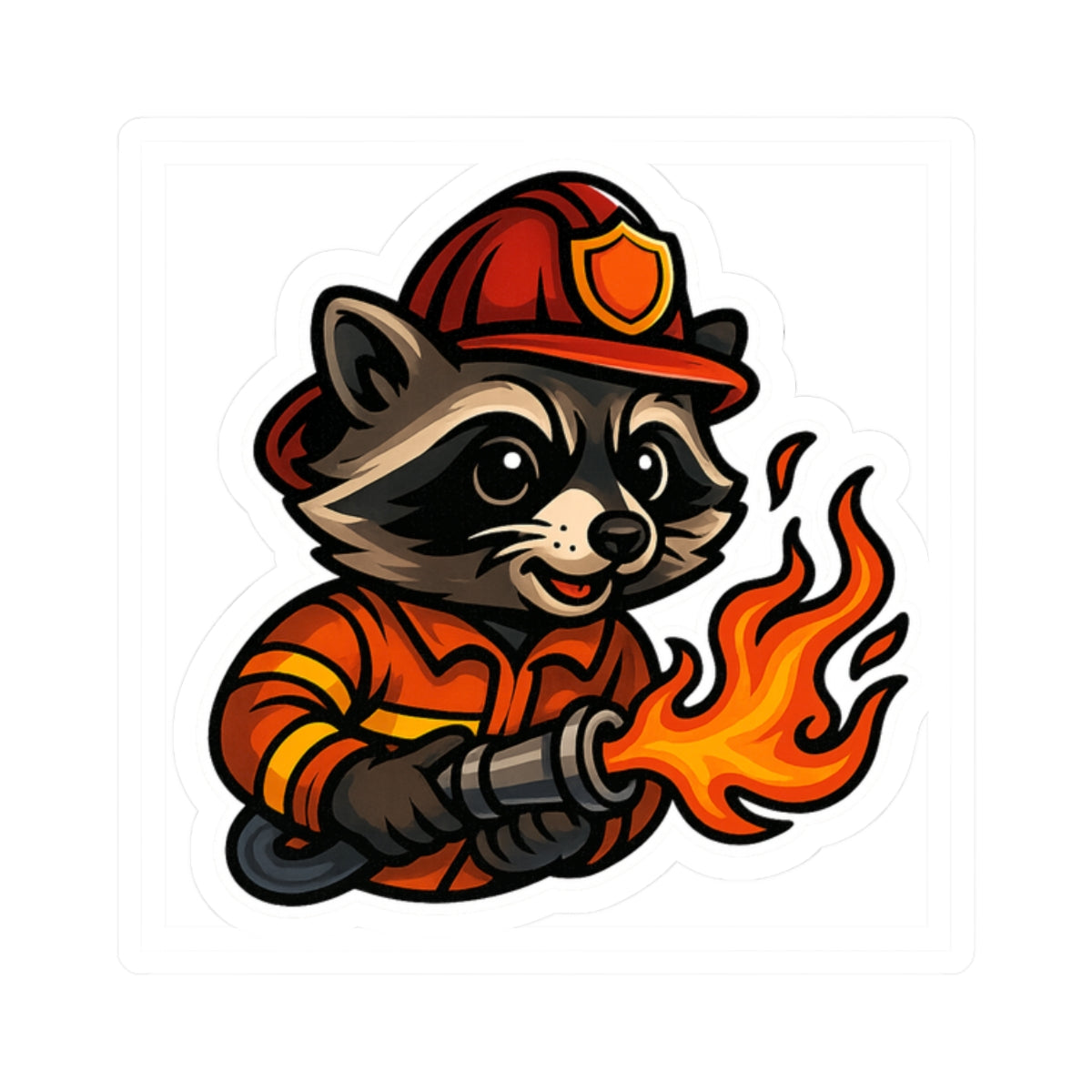 Cute Firefighter Raccoon Stickers | Fun Decals for Kids, Firefighter Gifts, Laptop Decor, Children's Room Decor