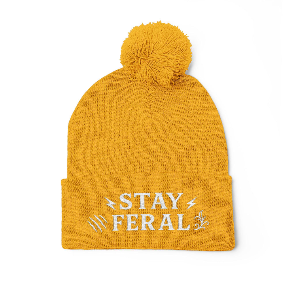 Stay Feral Pom-Pom Knit Cap, Cozy Winter Beanie, Embroidered Hats for Adventurers, Gift for Outdoorsy Friends, Stylish Cold Weather [...]