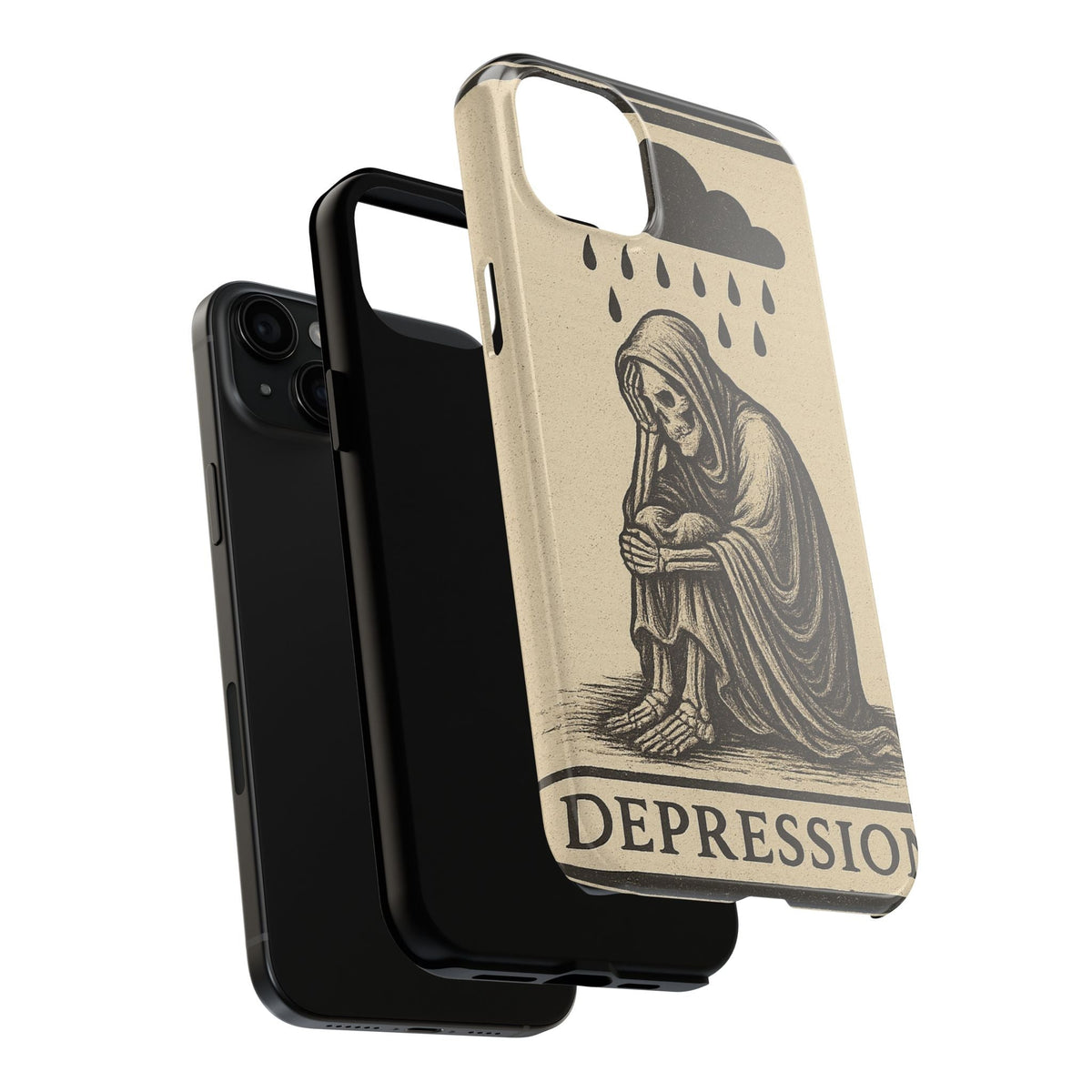 Dark Humor Phone Case, Goth iPhone Cover, Macabre Gift, Depression Art Case, Unique Phone Protector