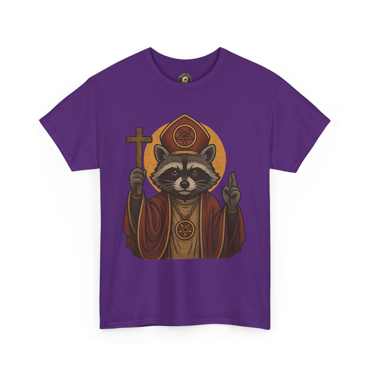 Holy Raccoon Pope Shirt – Funny Cult Priest Graphic Tee – Gildan 5000 Unisex