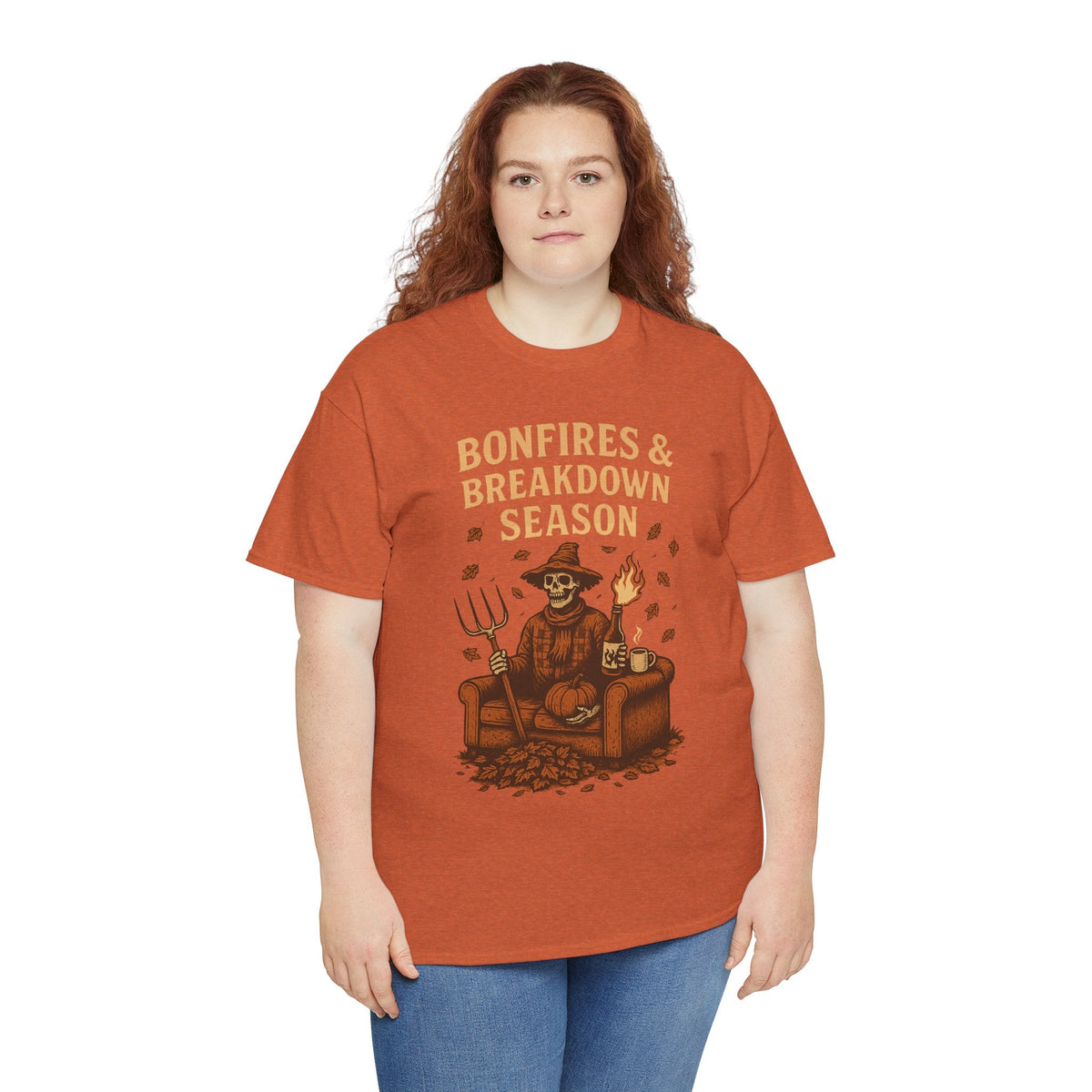 Bonfires & Breakdown Season Shirt – Skeleton Couch Chaos Tee – Fall of Humanity Collection – Trash Cult Supply Co.