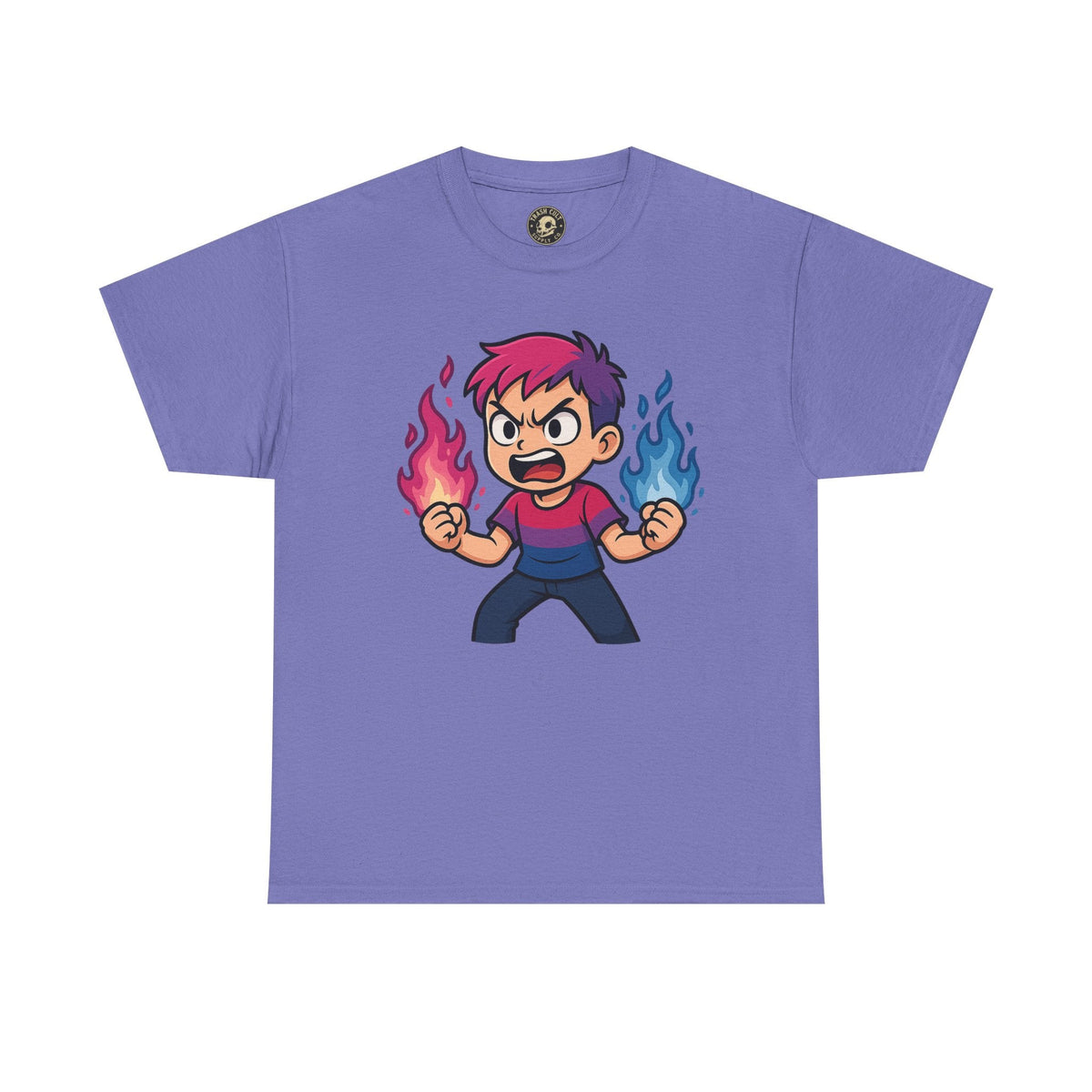 Bi-Furious Cartoon Pride Tee – Unisex Heavy Cotton Shirt for Gamers, Comic Fans & LGBTQ+ Allies