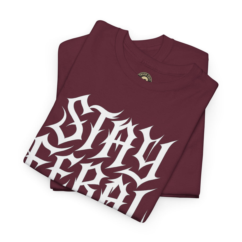 Unisex Heavy Cotton Tee - Stay Feral Graphic Tee, Streetwear Shirt, Gift for Wild Spirits, Eco-Friendly Casualwear, Summer Fashion