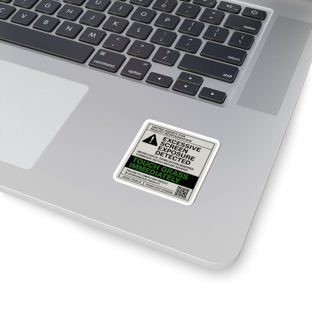 Excessive Screen Exposure Warning Sticker – Touch Grass Immediately (Kiss Cut Vinyl)