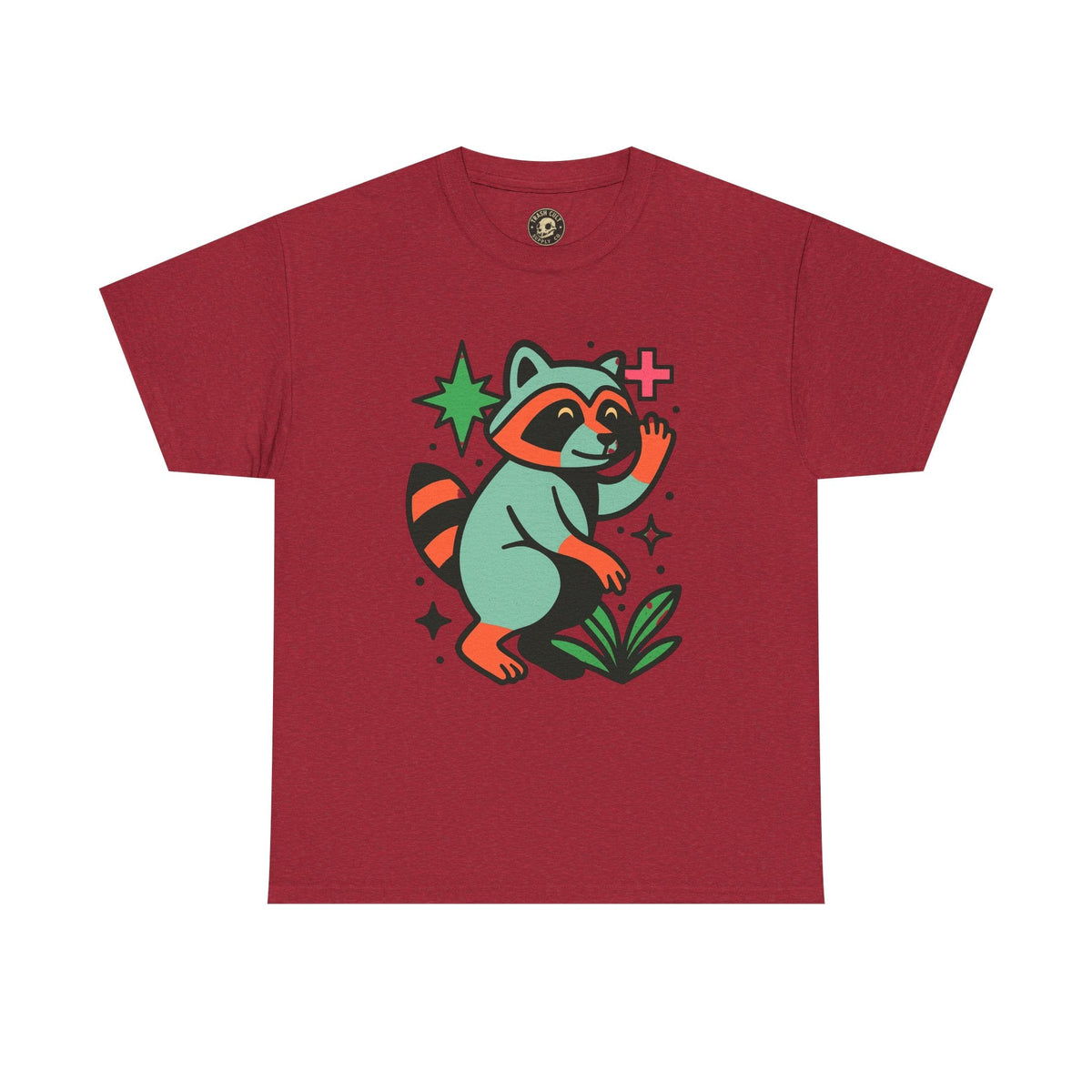 Playful Raccoon Unisex Heavy Cotton Tee | Cute Animal Shirt for Nature Lovers, Graphic Tee, Gift for Kids, Casual Wear, Eco-Friendly