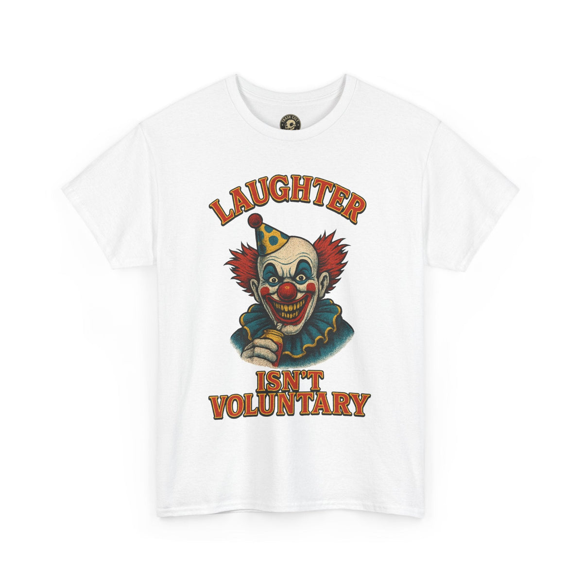 Laughter Isn’t Voluntary Creepy Clown Shirt – Circus Horror Tee – Gildan 5000