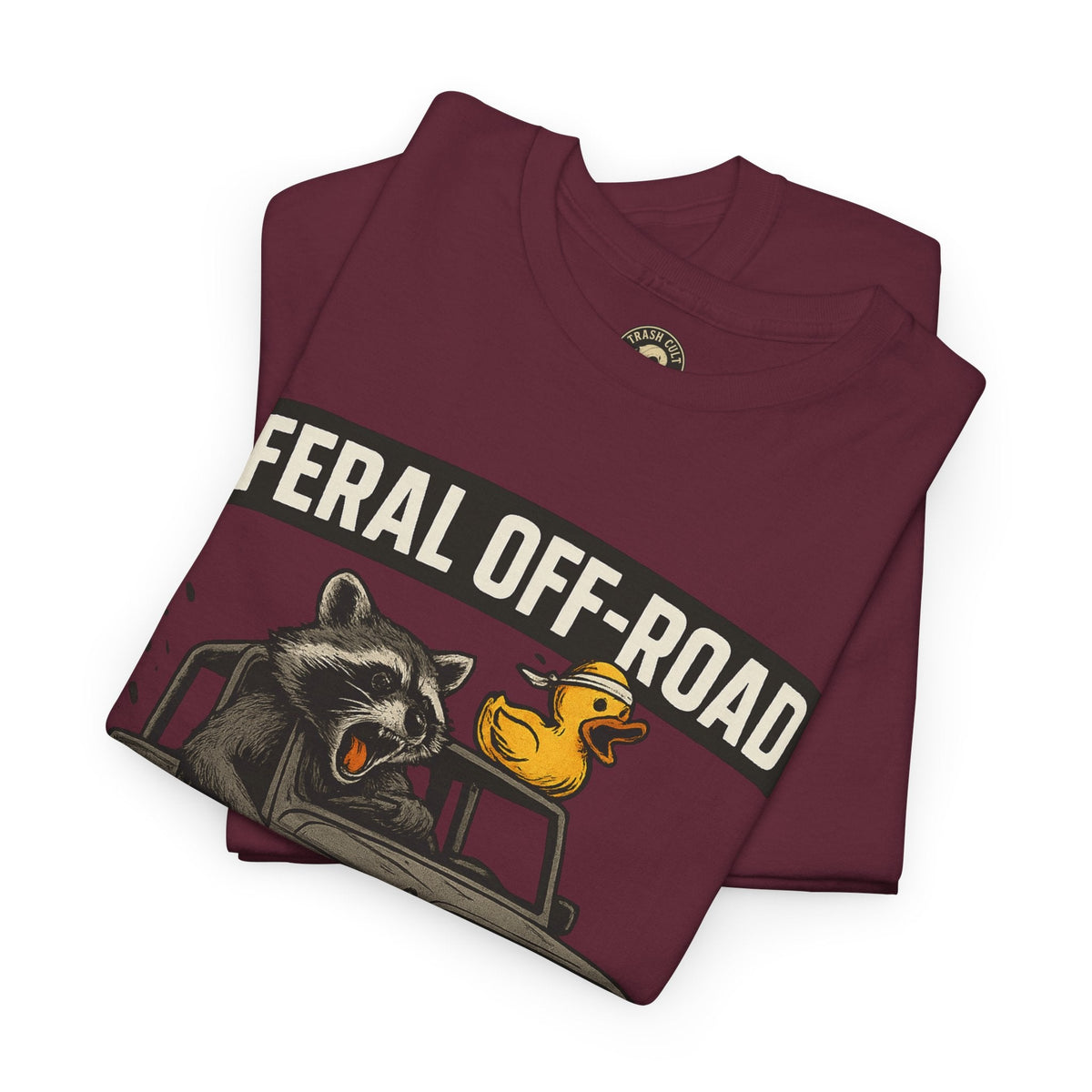 Feral Off-Road Raccoon Jeep Shirt – Mud Slinging Chaos | Trash Cult Supply Co | Gildan 5000 Tee