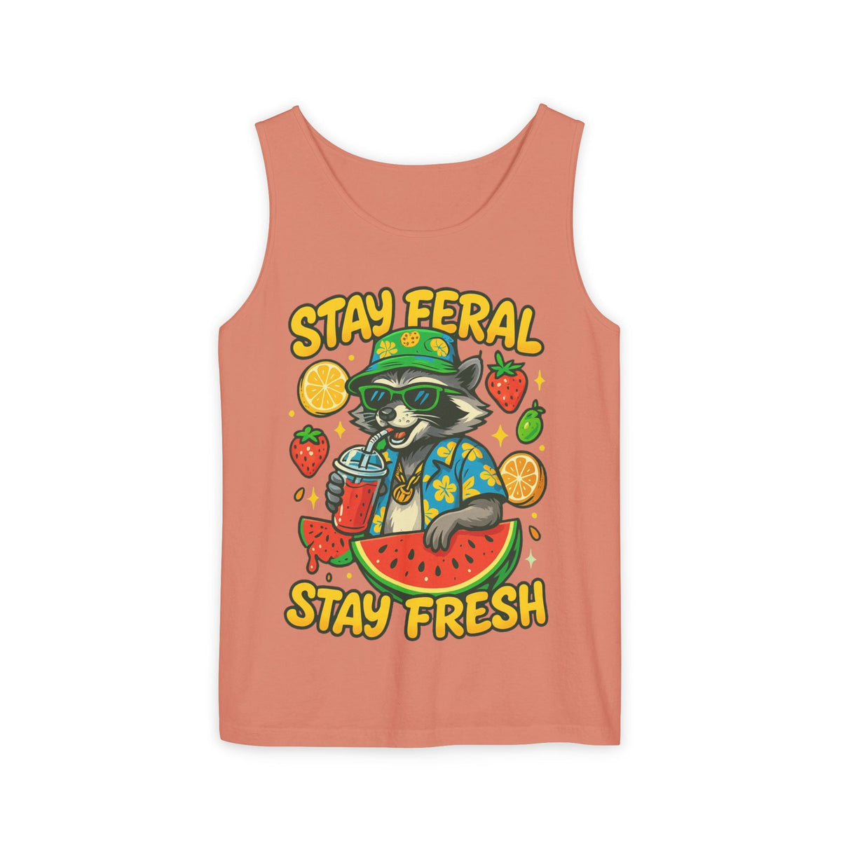 Stay Feral Stay Fresh Tank Top, Summer Apparel, Unisex Graphic Tee, Beachwear, Fun Gift for Animal Lovers