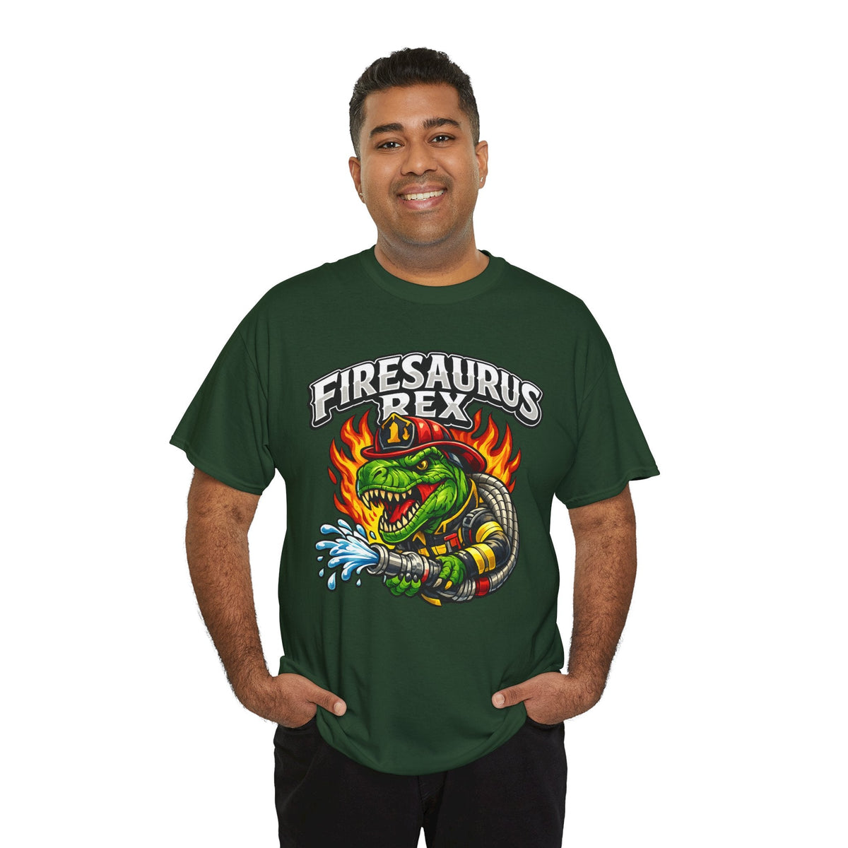 Firesaurus Rex T-Shirt — Funny Firefighter Dinosaur Tee