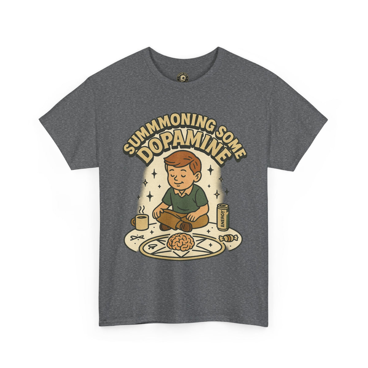 Dopamine Summoning Tee, Unisex Heavy Cotton Tee, Retro Graphic T-shirt, Gift for Gamers, Casual Wear, Funny Shirt, Everyday Style