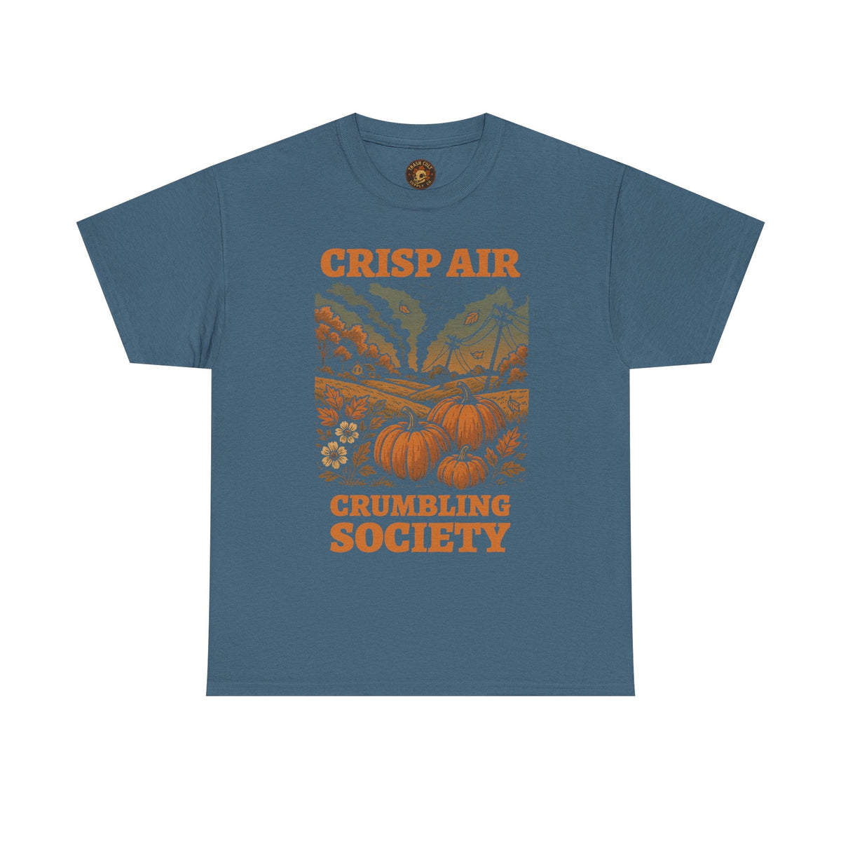 Crisp Air Crumbling Society Shirt – Dystopian Fall Pumpkin Tee – Fall of Humanity Collection – Trash Cult Supply Co.