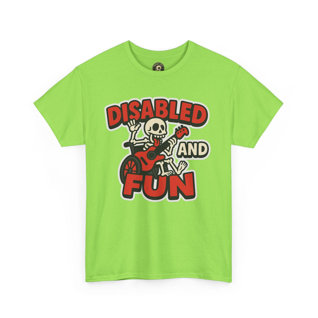 Disabled and Fun Unisex Heavy Cotton Tee, Casual Shirt, Gift for Friends, Music Lovers Gift, Fun T-Shirt, Halloween Wear, Everyday Comfort